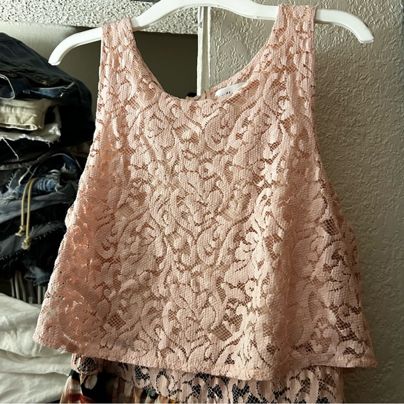 lacy pink and black floral mini dress - Picture 2 of 8